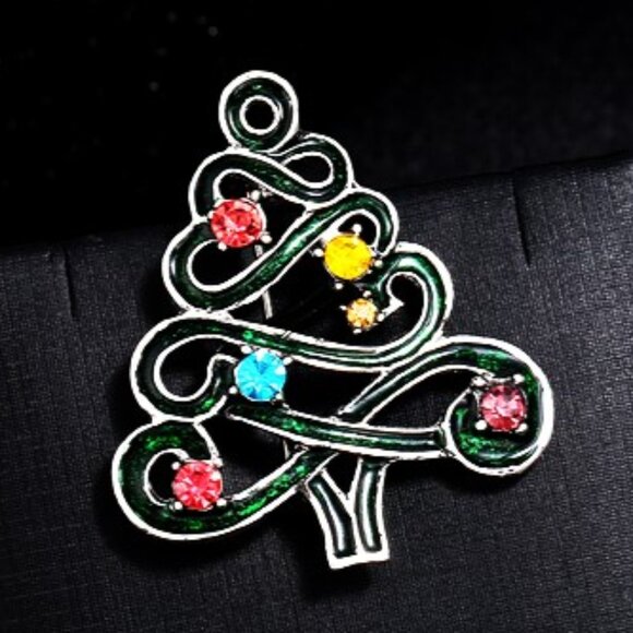 Green Christmas TREE Pin BROOCH - Picture 1 of 1